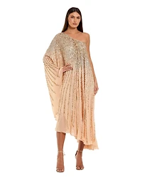 Mac Duggal Women's One Shoulder Ombre Sequin Kaftan Dress