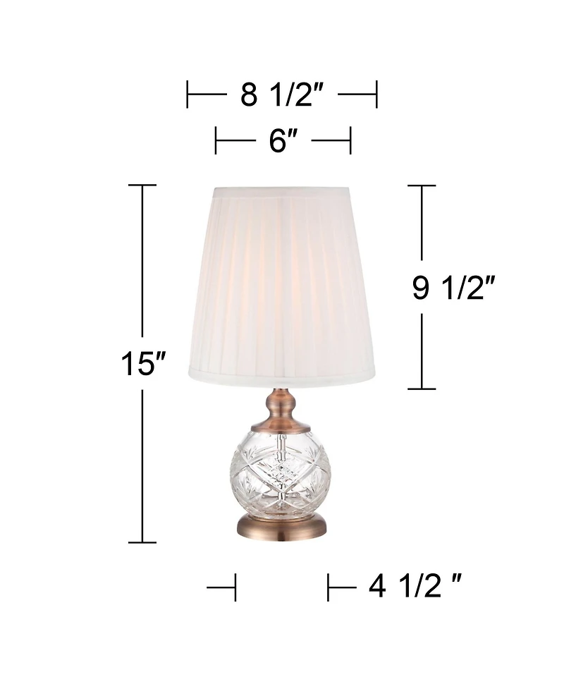 Regency Hill Ida Traditional Accent Table Lamp 15" High Crystal Sphere Empire Shade for Bedroom Bedside Nightstand Office Family House Home