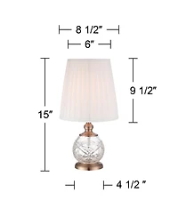 Regency Hill Ida Traditional Accent Table Lamp 15" High Crystal Sphere Empire Shade for Bedroom Bedside Nightstand Office Family House Home