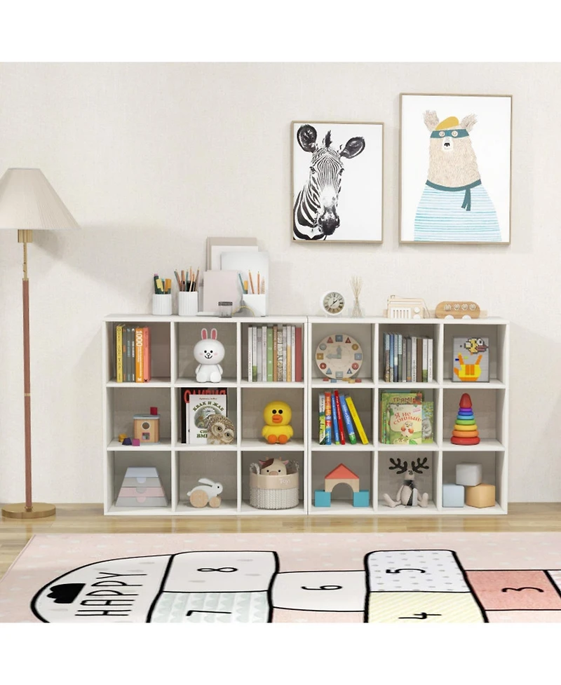 Gouun 9-Cube Kids Bookcase with Storage Cubbies and Anti-Toppling Devices