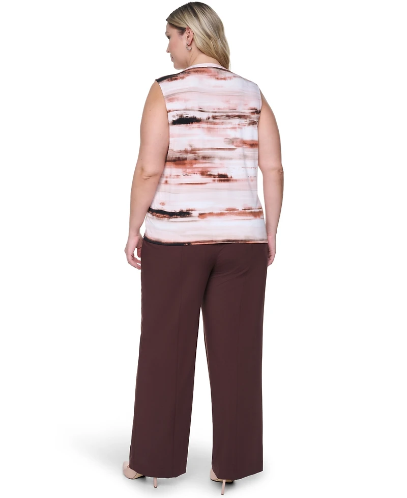 Calvin Klein Plus Sleeveless Ruffle-Front V-Neck Top
