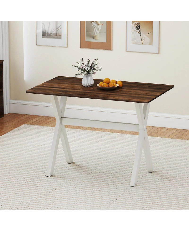 Slickblue Modern Wooden Dining Table with X Shaped Frame Kitchen Table