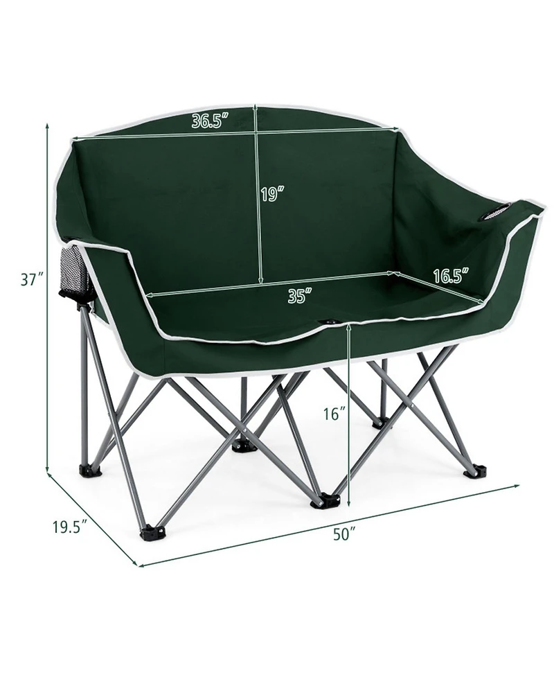 Gouun Duo Oversized Portable Camping Loveseat with Armrests and Cup Holders