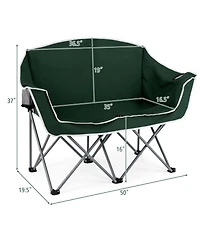 Gouun Duo Oversized Portable Camping Loveseat with Armrests and Cup Holders