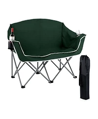 Gouun Duo Oversized Portable Camping Loveseat with Armrests and Cup Holders