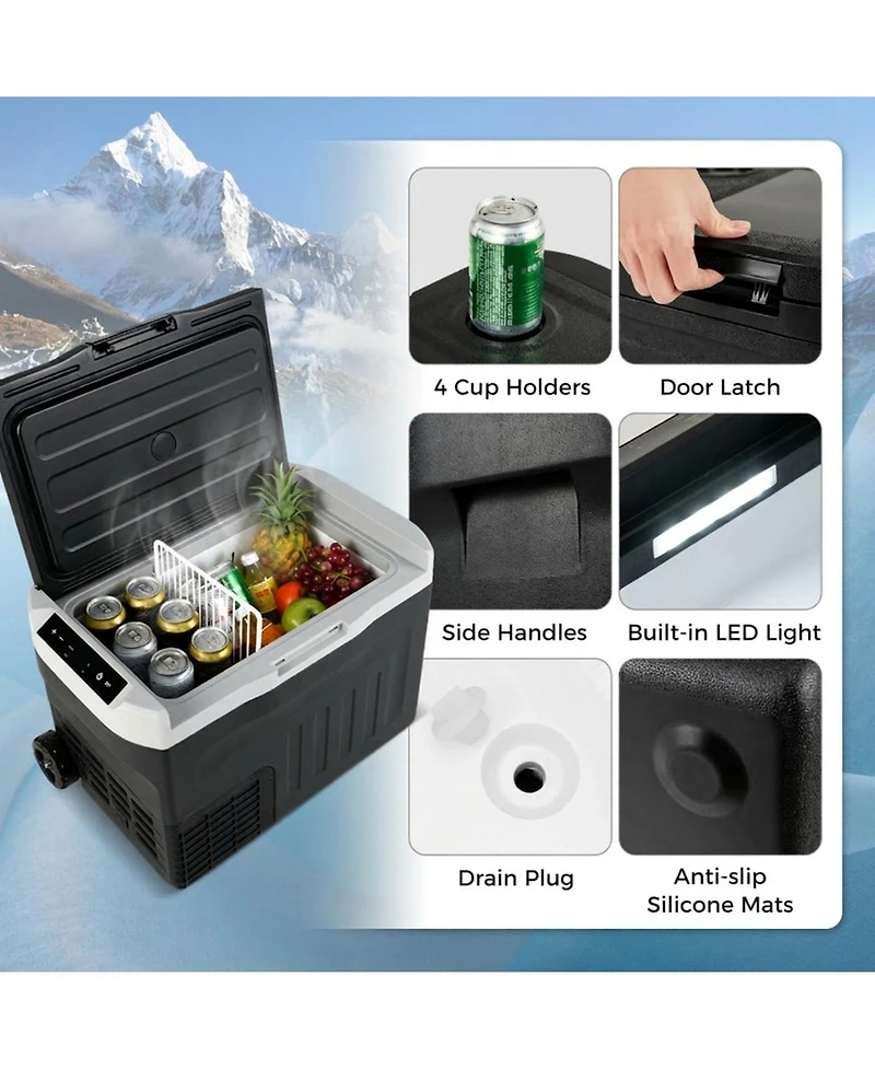 Gouun 32-Quart Portable Car Refrigerator Freezer with Touch Panel and Removable Divider