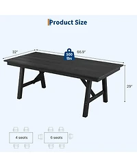 GarveeLife Outdoor Dining Table Set for 6, 7-Piece Patio Hdpe Slatted Table and Chairs Set with Umbrella Hole