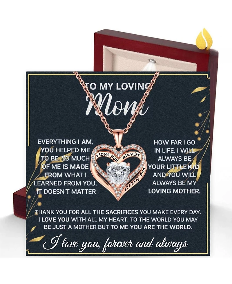 Gnuadz Mom Necklace Sterling Heartfelt Message Lighted Box