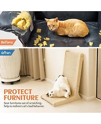Aronkl Sisal Cat Scratcher Upright Wall Mounted Vertical L Shape Board Durable Protect Furniture Plush Mouse