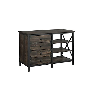 Sauder Steel River Commercial Office Credenza, Carbon Oak finish
