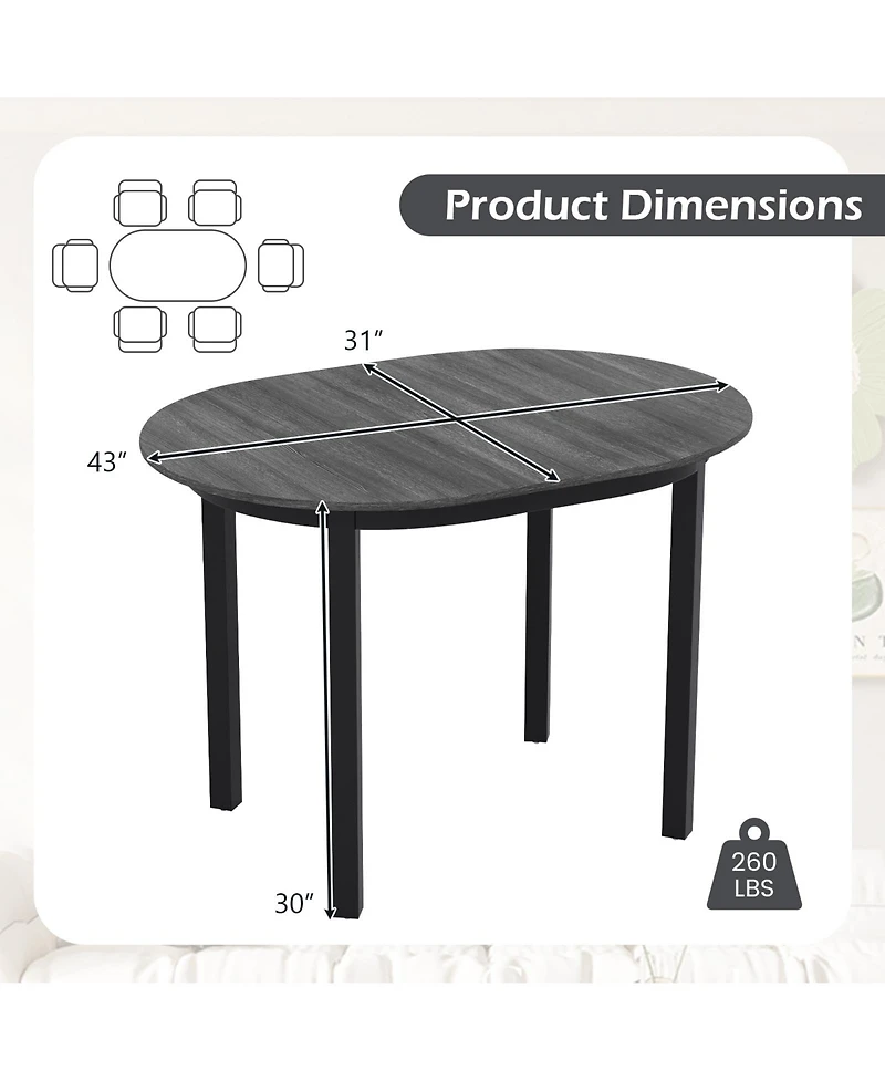 43 Inches Wood Dining Table for 2-4 People Solid Rubber Wood Legs