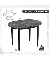 43 Inches Wood Dining Table for 2-4 People Solid Rubber Wood Legs