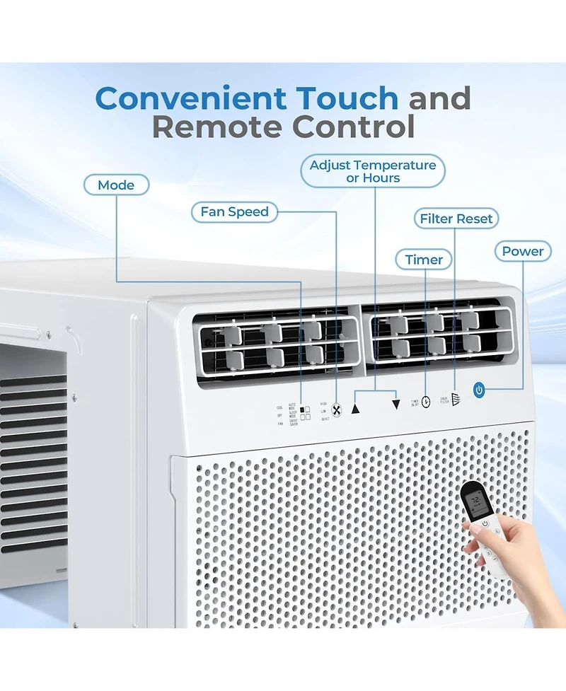 Antarctic Star 10000 Btu Saddle Window Air Conditioner, Ultra-Quiet with Full Window View