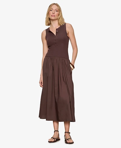 Sanctuary Women's Breakaway Mix Media V-Neck Midi Dress