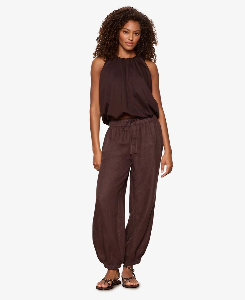Sanctuary Women's Melody Linen Mid-Rise Balloon Jogger Pants