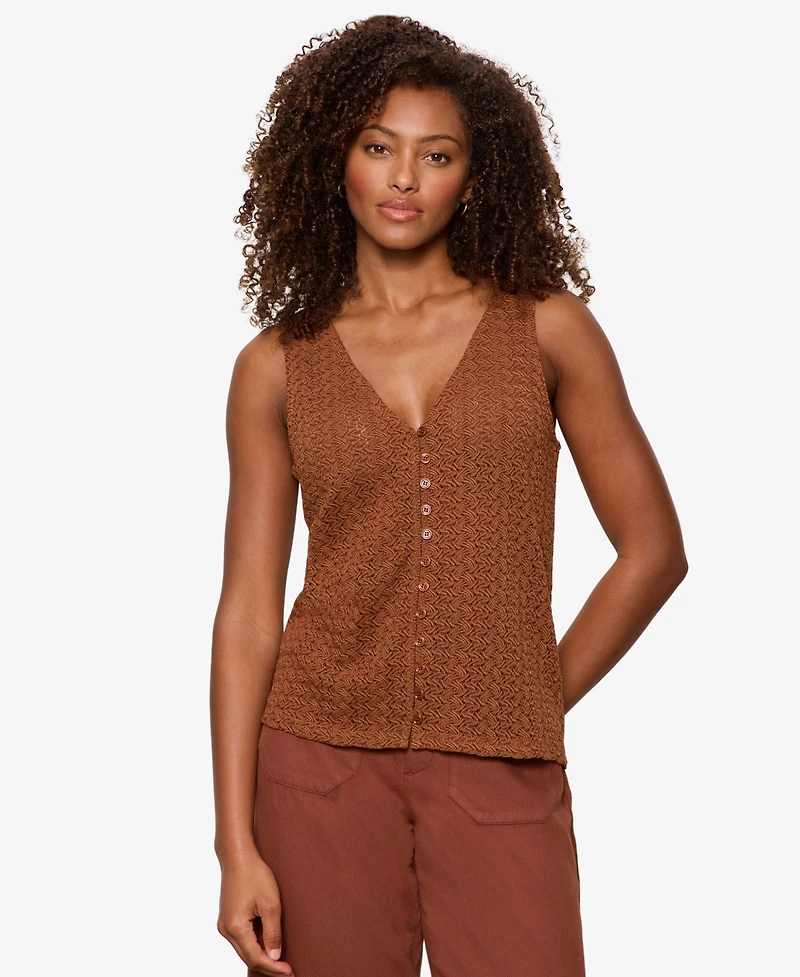 Sanctuary Women's No Rush Button-Front Sleeveless Tank Top