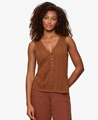 Sanctuary Women's No Rush Button-Front Sleeveless Tank Top