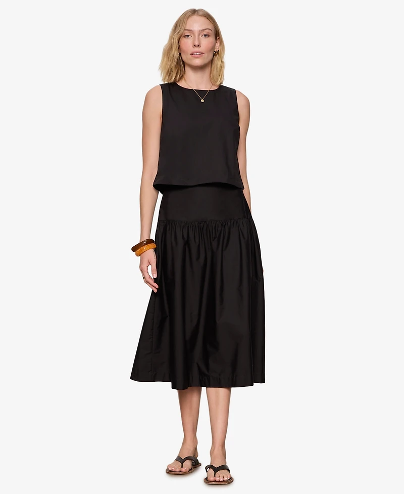 Sanctuary Women's Poplin A-Line Midi Skirt