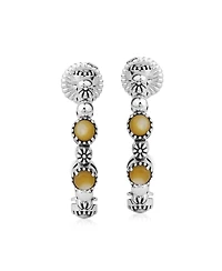 American West Jewelry Sterling Silver Mother of Pearl 1 Inch Concha Hoop Earrings