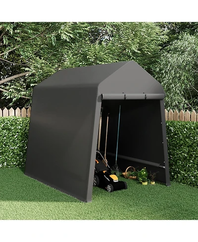 homfan Heavy-Duty Motorcycle Shelter and Outdoor Storage Tent with Waterproof Uv-Resistant Cover, Double Zipper Doors for ATVs Lawn Equipment
