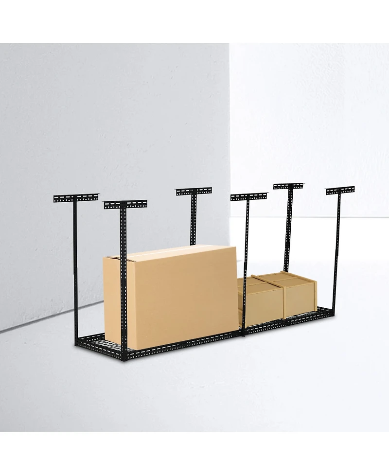 homfan 4 x 6 Foot Overhead Garage Storage Rack with Adjustable Ceiling Shelf and 330 Pound Capacity