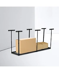 homfan 4 x 6 Foot Overhead Garage Storage Rack with Adjustable Ceiling Shelf and 330 Pound Capacity