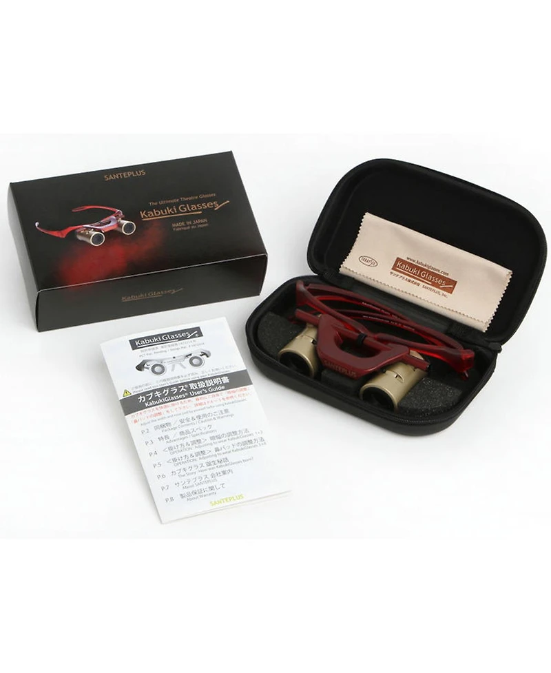 KabukiGlasses Opera Theater Binocular 4x13mm, Hands-Free Autofocus with Ultra Bright Lens, Gold/Red