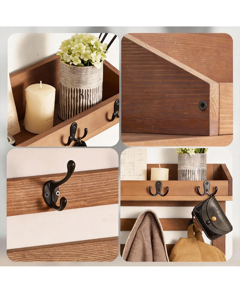 Yigii Solid Pine Wood Wall Organizer
