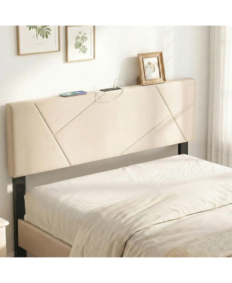 Slickblue Upholstered Geometric Bed Head Board, Contemporary Padded Bedroom Headboard Style