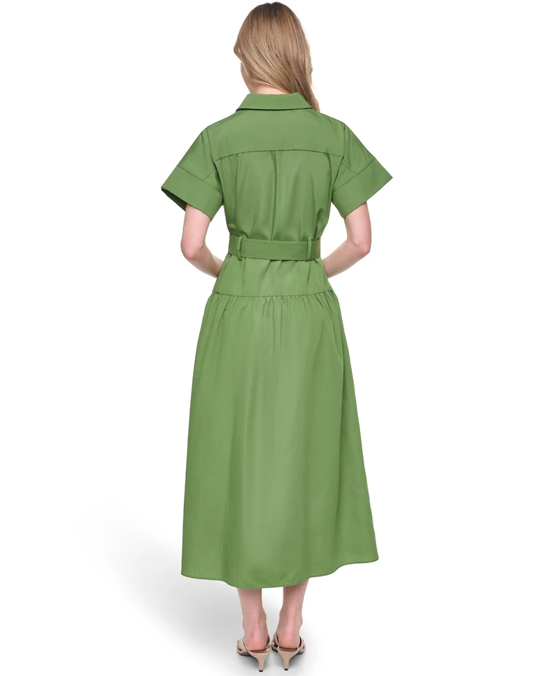 Jessica Howard Women's Cotton Poplin Shirt Dress