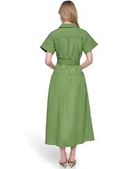 Jessica Howard Women's Cotton Poplin Shirt Dress