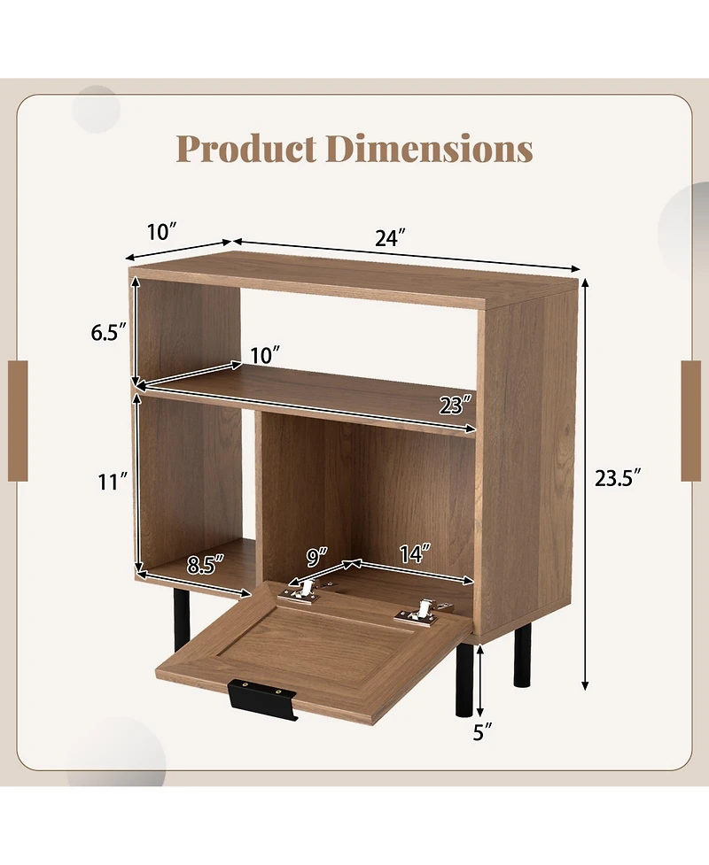 Slickblue Compact Accent End Table with Cabinet and Shelf Storage for Small Rooms