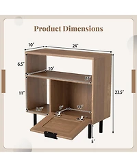 Slickblue Compact Accent End Table with Cabinet and Shelf Storage for Small Rooms