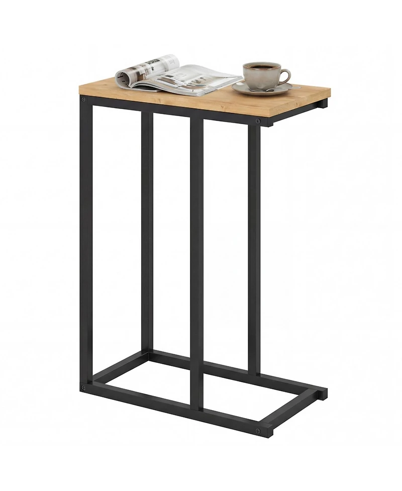Slickblue Modern C-Shaped Side Table with Metal Frame, Compact End for Small Spaces