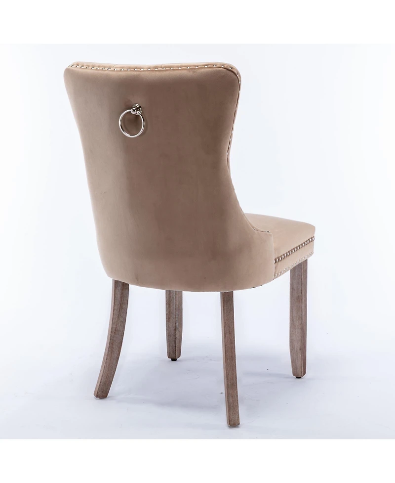 flynama Modern Tufted Velvet Dining Chair Set of 2, Solid Wood Legs, Nailhead Trim, Mid-Century Style