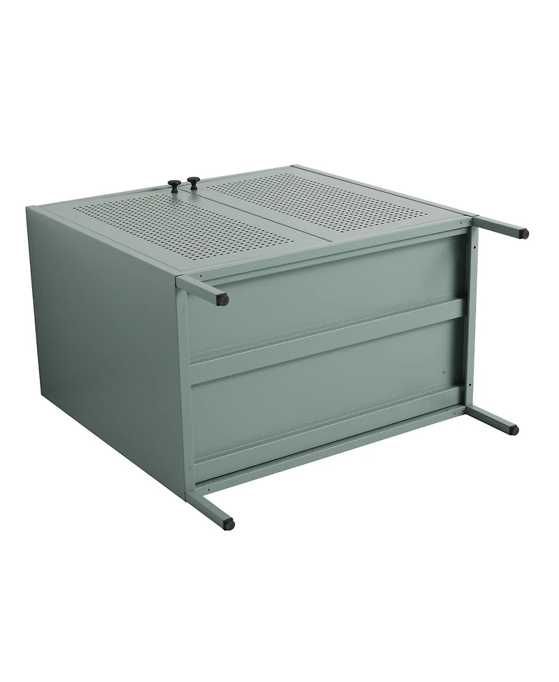 Sillysis Modern Steel Bathroom Vanity with Ceramic Sink, Mint Green Double Door Freestanding Cabinet, Adjustable Shelf