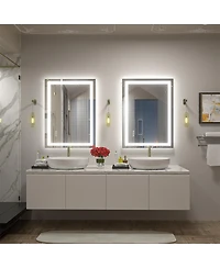 Apmir 24" x 32" Super Bright Front and Back Led Lighted Anti-Fog Tempered Glass Bathroom/Vanity Mirror with Etl and 3-Year Warranty