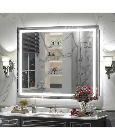 Apmir 36" x 44" Super Bright Front and Back Led Lighted Anti-Fog Tempered Glass Bathroom/Vanity Mirror with Etl and 3-Year Warranty