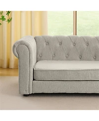 Clihome Elevated Dog Sofa Bed, 55 Inch Durable Linen Fabric Pet Couch for Big and Oversized Dogs