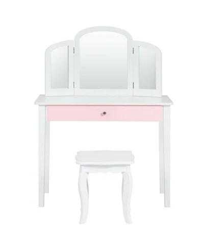 Gouun Kids Princess Dressing Table Set with Tri-Folding Mirror and Stool