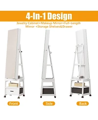 homfan Standing Jewelry Armoire with Full-Length Mirror, Rotating Base, Lockable Storage and Suede Lining