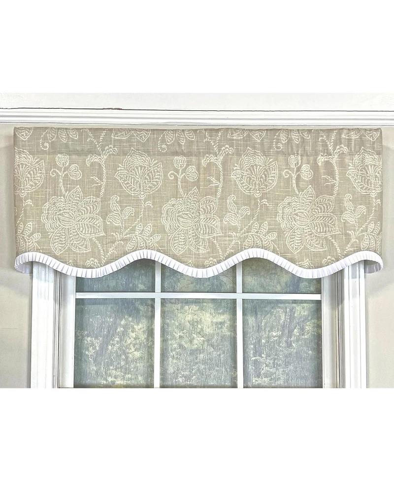 Rlf Home Cross Stitch Ruffled Provance Cotton with Fully Lined Rod Pocket Valnance for Windows