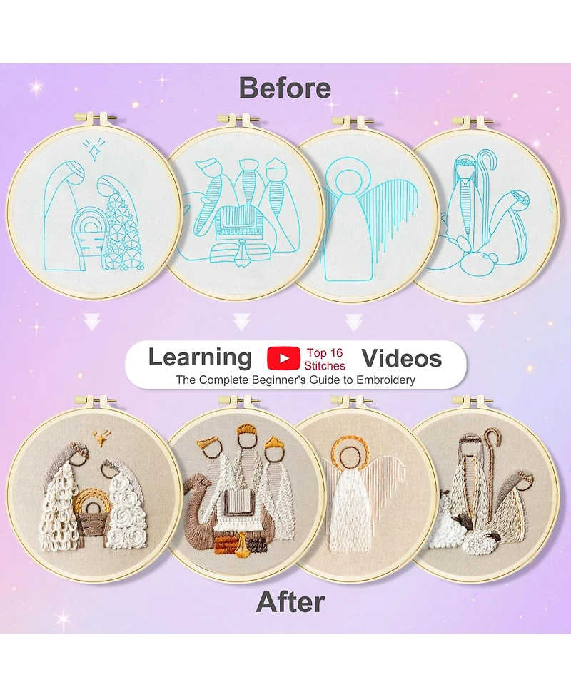 Gnuadz Embroidery Kit Adult Beginner Religion Pattern Hand Stitching Diy Sewing Box