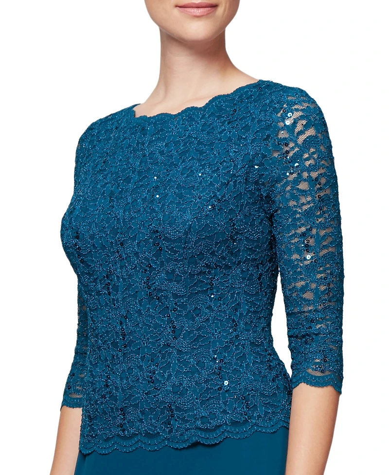Alex Evenings Petite Sequin Lace Gown