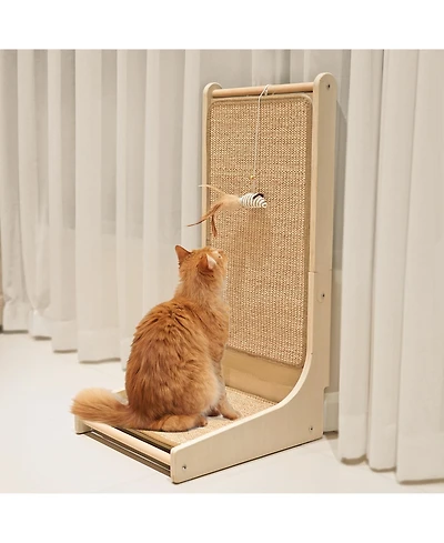 Aronkl Cat Scratcher Sisal Ramp L Shape Scratch Pad Indoor Cats Wall Furniture Protector Large