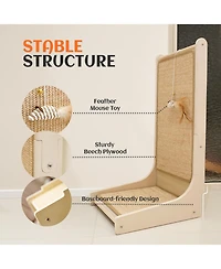Aronkl Cat Scratcher Sisal Ramp L Shape Scratch Pad Indoor Cats Wall Furniture Protector Large