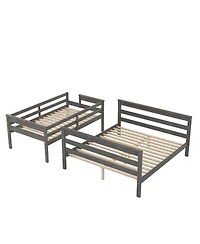 Streamdale Furniture Wood Twin Xl over Queen Bunk Bed with Ladder