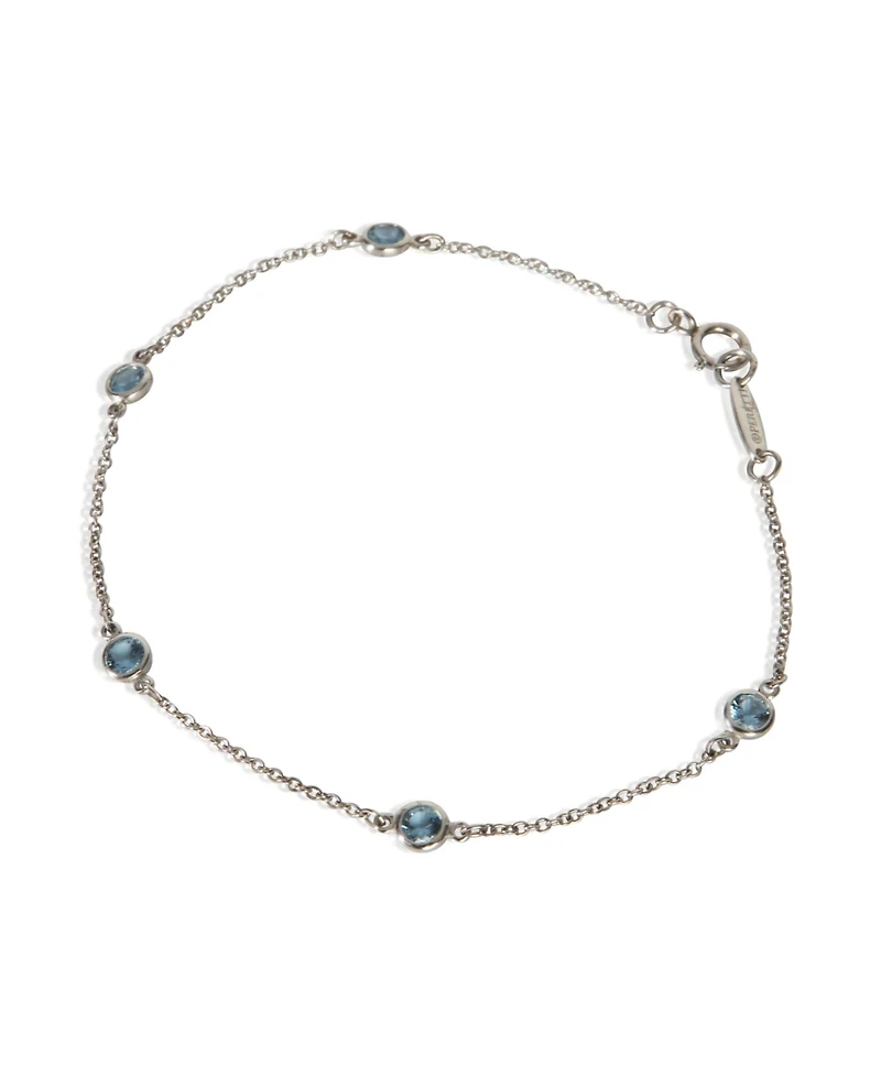 Pre-Owned Tiffany & Co Platinum Aquamarine Elsa Peretti Color By The Yard Bracelet