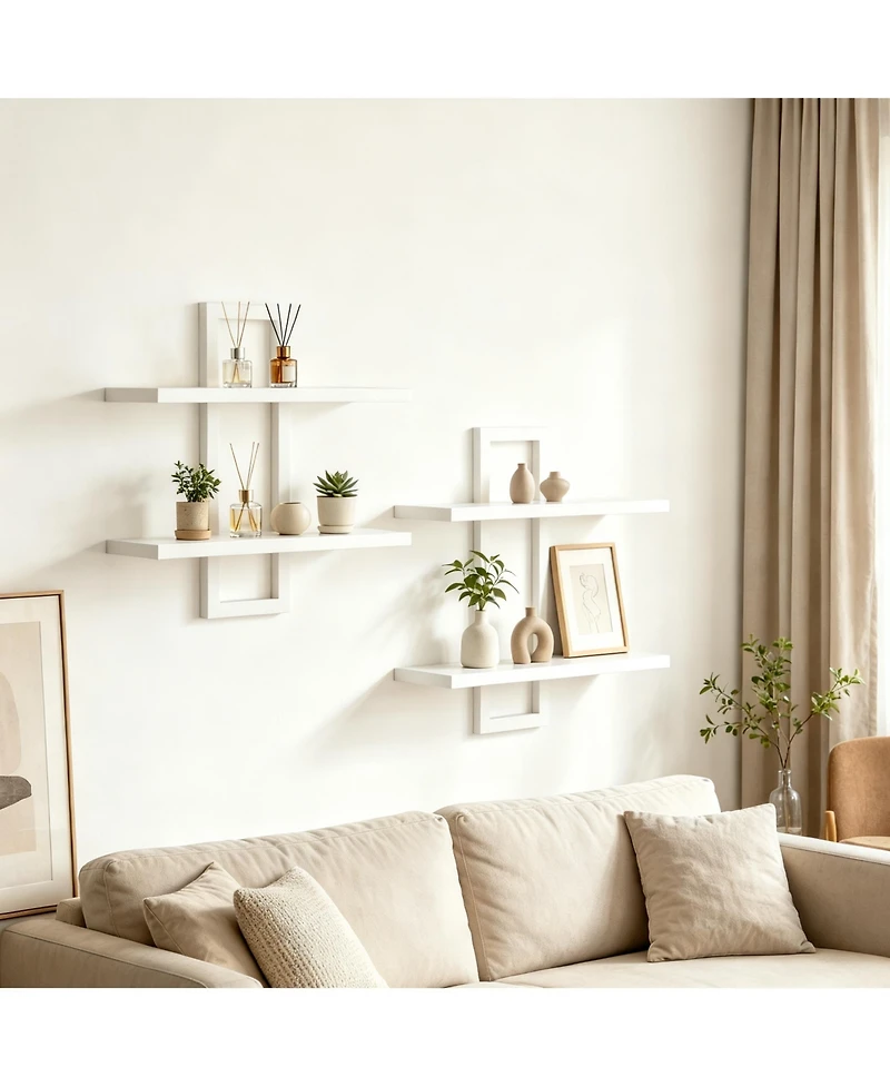 Yigii Double-Layer Floating Shelves for Home Decor, Capacity, Easy Install, Versatile Use