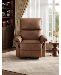 gaomon Manual Recliner Chair,360 Swivel Rocker Glider Recliner with Padded Armrests,Modern Pu Leather Upholstered Reclining Chair